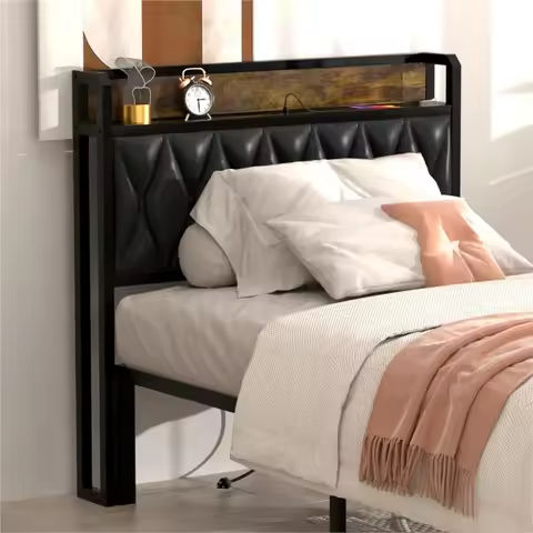 Emily Tufted Button Faux Leather Upholstered Twin Headboard Bedroom Furniture https://tinyurl.com/2a9czo77