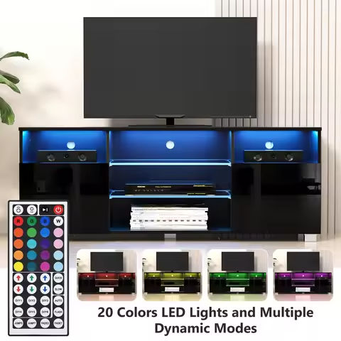 LED TV Stand for Living Room w/20 Colors Lights & Storage Shelf High Gloss TV Cabinet with Large Drawers for Gameroom/Bedroom https://tinyurl.com/275l4ypo