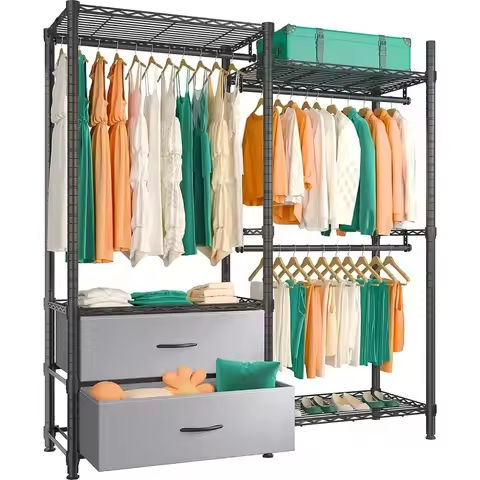 Armoire Wardrobe Closet with Doors & Mirror,72‘‘ Wardrobe Cabinet with 2 Drawers & Hanging Rod,Clothing Storage Adjustable Shelf https://tinyurl.com/22sucdfj