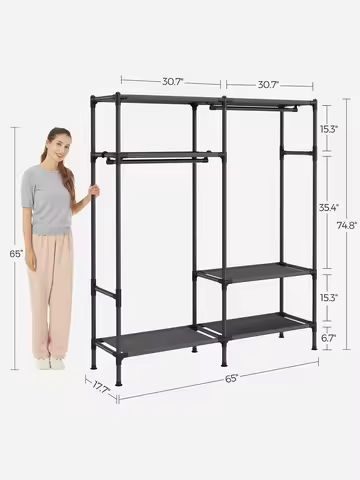 Garment Rack Shoe Clothing Organizer System Shelves Freestanding Multifunctional Clothes Wardrobe Metal Black https://tinyurl.com/28q2ybjk