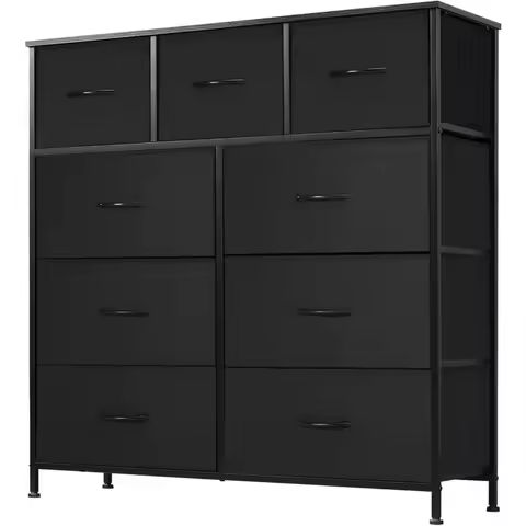 6 Drawer Dresser, 46” Modern Chest of Drawers for Closet with LED Light, Wide Drawer Organizer Cabinet for Bedroom, White/Black https://tinyurl.com/2cgh64wx