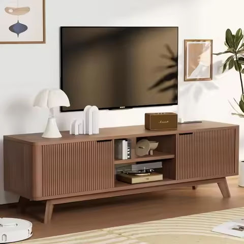 58″ W Durbin TV Stand for TVs up to 75″, Espresso, Contemporary styling, 2 glass doors with 1 shelf https://tinyurl.com/239e5kgk