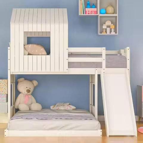 Full Size Metal Bed House Bed Frame with Fence, for Kids, Teens, Girls, Boys,White https://tinyurl.com/23dgxvxo