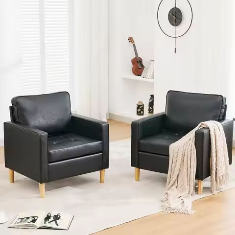 COMHOMA Mid Century Accent Chair, Modern Upholstered Armchair with Solid Wood Armrest for Living Room, Bedroom, Sunroom, Balcony https://tinyurl.com/29n498q8
