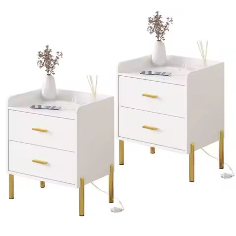 Nightstand Side End Table with 2 Drawers, Modern Wood Night Stand with Petal Pattern for Bedroom, Scalloped Bedside Night Tables https://tinyurl.com/22l2npht