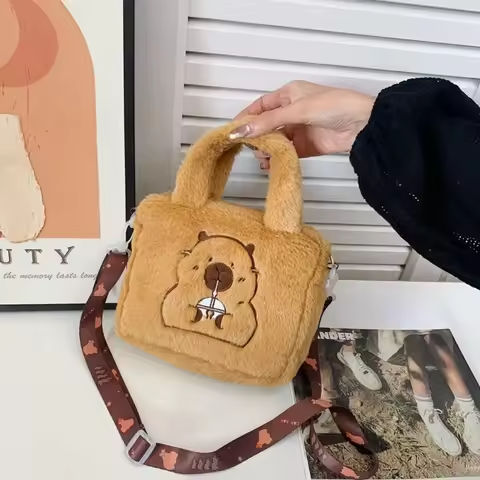 Animal Capybara Plush Handbag Cartoon Cartoon Shoulder Bag Couple https://tinyurl.com/2369to79