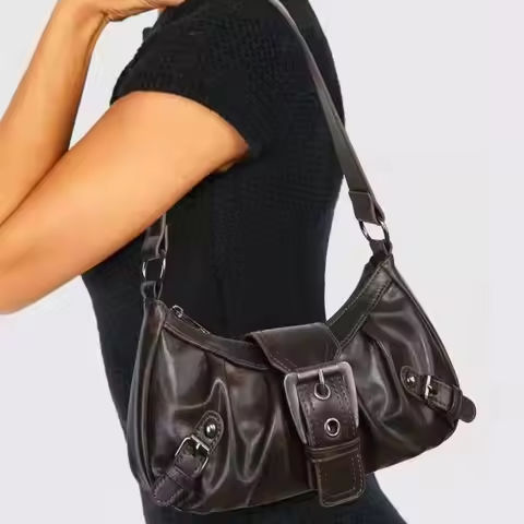 2025 Spring Hot Selling Maillard Style Retro Style Small Bag Spicy Girl Y2K Wasteland Style Vintage Leather Shoulder Armpit Bag https://tinyurl.com/2bepbbuh