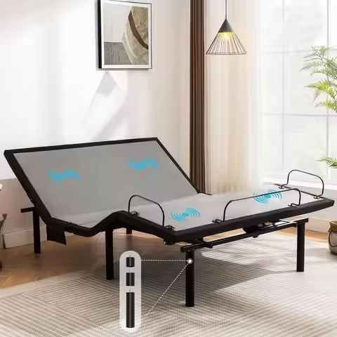 Satifur Full/Queen Size Bed Frame with LED Light and Charging Station, Wood Storage Headboard with 2-Tier Shelves,Metal Platform https://tinyurl.com/2dj6xele