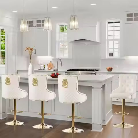 Velvet Lion Bar Stools Set of 4, Modern Height Adjustable Swivel Barstools, Tufted Counter Height Bar Stools Upholstered Chairs https://tinyurl.com/2bzxb4pz