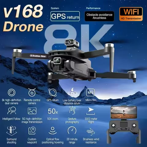 For XIAOMI Original V168 GPS Drone Professional 8K HD Aerial Photography Dual-Camera Omnidirectional Obstacle Avoidance Dron toy https://tinyurl.com/22t4x8tf