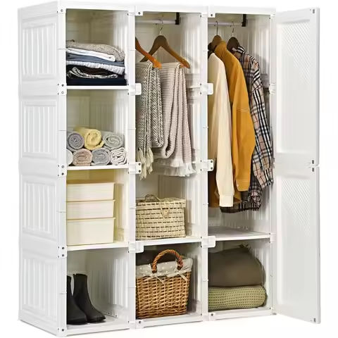 Fluted Freestanding Armoire Wardrobe Closet with 2 Doors and 2 Storage Drawers, Large Capacity Wardrobe Cabinet, Wooden Closet https://tinyurl.com/23c4h8te