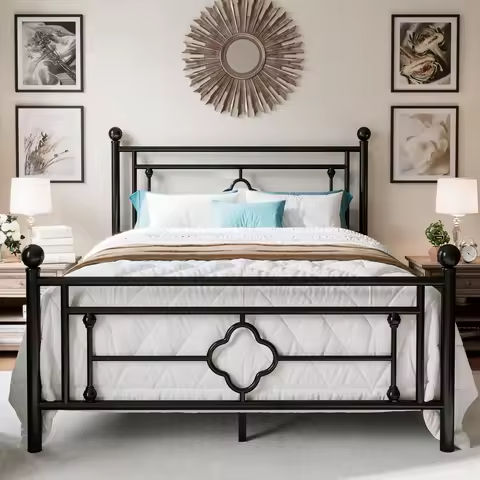 Queen Size Bed Frame, Velvet Upholstered Platform Bed Frame, Solid Wood Slats and Heavy Duty Foot Supports, Black https://tinyurl.com/264v737t