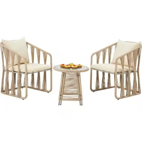 NAGA BAHNA 3 Piece Rocking Bistro Set Wicker Patio Outdoor Furniture Porch Chairs Conversation Sets with DPC Coffee Table https://tinyurl.com/24sl64k4