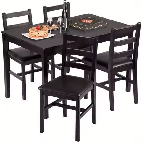 Dining Chairs Set of 4 PU Leather Dining Room Chairs with Waterproof Surface and Wood Legs https://tinyurl.com/2cvgg273