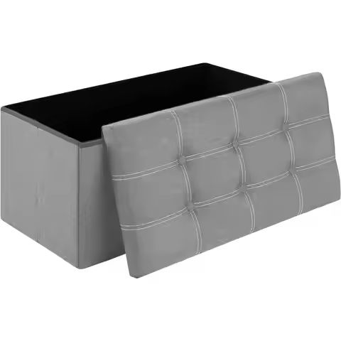 Set of 2 Modern Storage Ottomans, Upholstered PU Leather Accent Footrest Ottomans, Round Vanity Foot Stools with Removable Lids https://tinyurl.com/24e7gldc