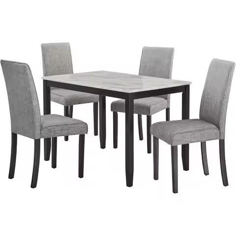 6 Pieces Wood Dining Table Set with Bench, Retro Rectangular Table with Unique Legs and 4 Upholstered Chairs & 1 Bench https://tinyurl.com/298rz7g2