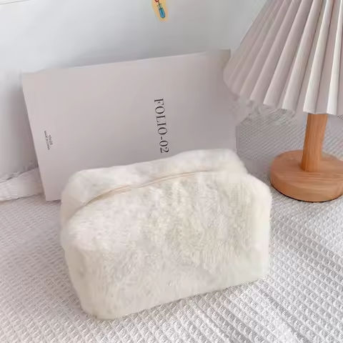 Fur Makeup Bags for Women Soft Travel Cosmetic Bag Organizer Case Young Lady Girls Make Up Case Necessaries 1 Pc Solid Handbags https://tinyurl.com/2844y6wx