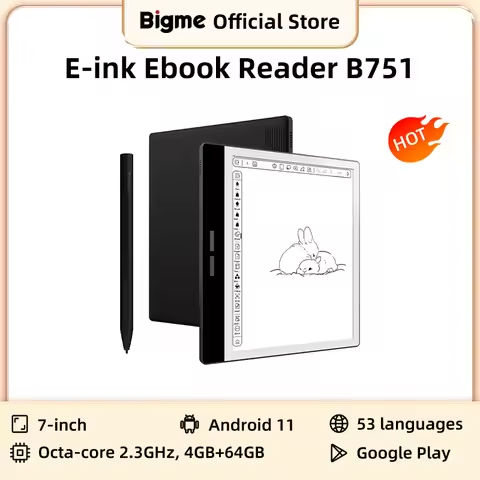Bigme B751 ebook reader, 7‘’ e-ink screen electronic book, 300PPI, Android 11 open system, 4+64GB, reading tablet w/ Google Play https://tinyurl.com/23jxkvew