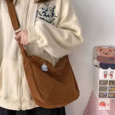 Solid Color Corduroy Crossbody Bag Fashion Korean Casual Shoulder Bag Large Capacity Lazy Style Handbag Women https://tinyurl.com/27g7dcdj