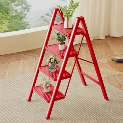 Foldable 4-Step Wooden Ladder Stool – Multi-Functional Home Step Ladders Storage Shelf, Sturdy Construction Indoor Use https://tinyurl.com/2dlqr37m