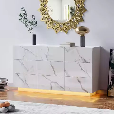 Vabches Dresser for Bedroom 6 Drawer Dresser with Slide Glass Door Farmhouse Tall Chest of Drawers Storage Organizer Living Room https://tinyurl.com/2757ol5z