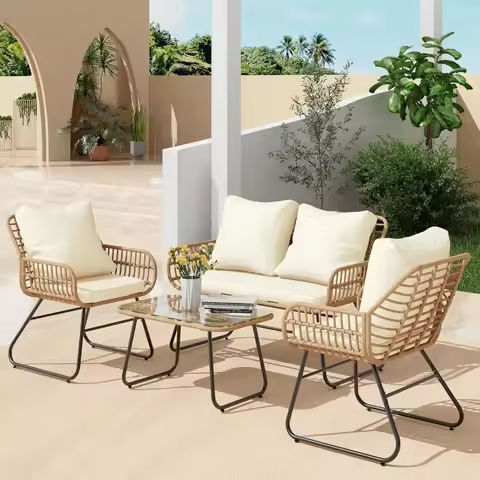3 PCS Wicker Outdoor Patio Bistro Set, Patio Furniture Set for Small Space with Glass Top Table Dining Chairs https://tinyurl.com/29ocde5a