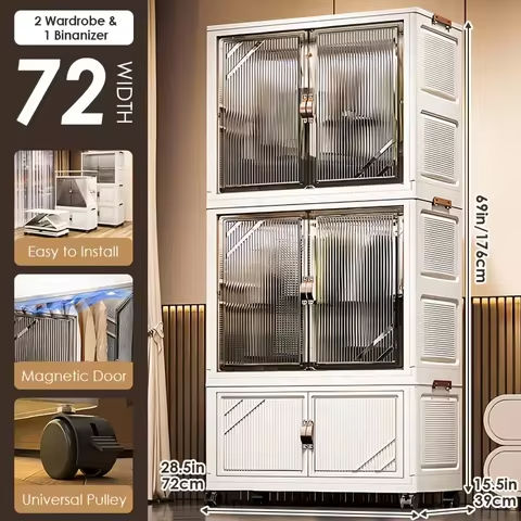 Metal wardrobe, heavy-duty rust proof steel storage cabinet with 4 fixed frames and 1 hanging rod https://tinyurl.com/2y3pg4lh