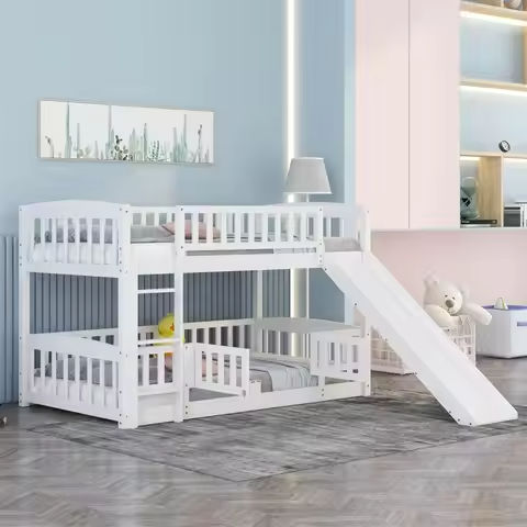 Wood Toddler Bed,Greenguard Gold Certified, Grey,Transitional style design Low to the ground for easy access https://tinyurl.com/2aqoydlo