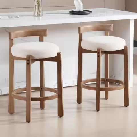Modern Bar Stools, 26″ Counter Height Stool with Rattan Back, Linen Upholstered Kitchen Island Chair Barstools，Set of 2 https://tinyurl.com/22vtoy8o