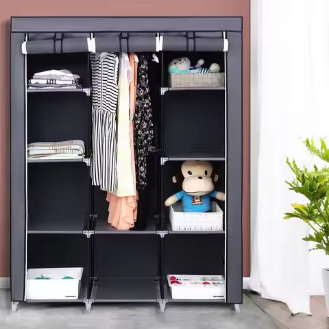 3-Tier Foldable Kids Wardrobe Storage Cabinet with Magnetic Doors & Wheels，Customizable Setup for Home Nursery Organization https://tinyurl.com/2ygcl8hc