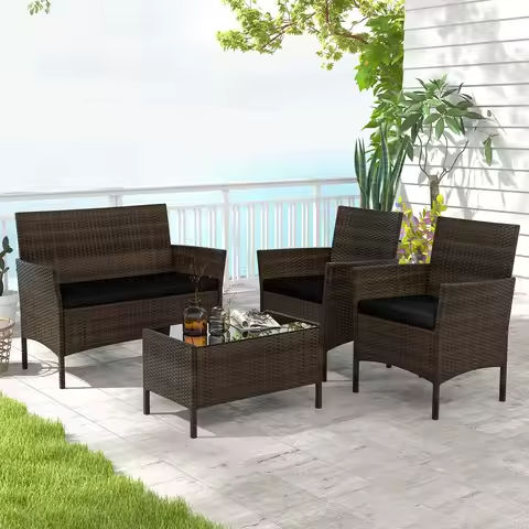 3 Piece Patio Furniture Sets, All-Weather Wicker Outdoor Sofa Couch Sectional Set, Small Conversation Set for Patio, Garden w/C https://tinyurl.com/2xkvkoow