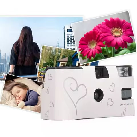Film Camera Single Use Camera ABS Paper Flash Advance Wheel Retro Full Manual Control with 27 35mm Color Films for Travel https://tinyurl.com/296vxam9