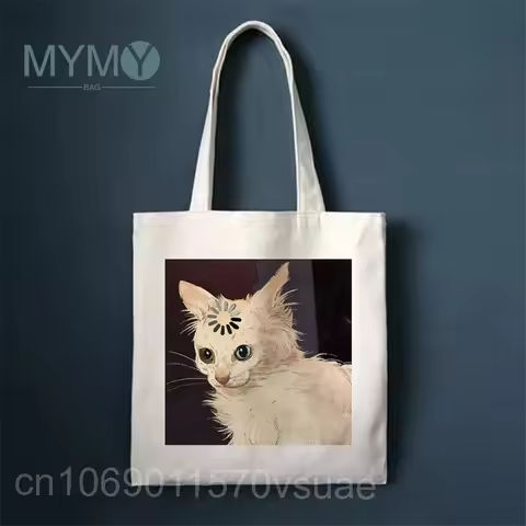 Cute Cat Women Shoulder Bag Harajuku Kawaii Shopper Shopping Bag Ladies Reusable Large Capacity White Handbag Casual Tote Bags https://tinyurl.com/25uthw6x