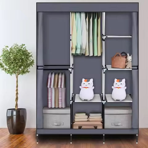 6 Tier Bamboo Garment Rack Storage Shelves Clothes Hanging Wardrobe Closet Stand https://tinyurl.com/29k82pcb