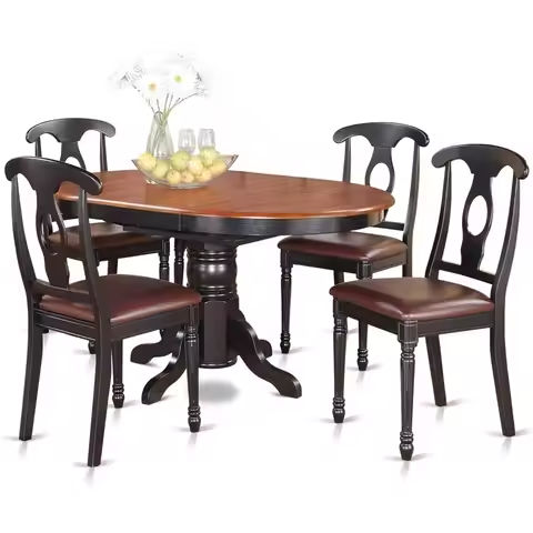 Kitchen Dining Table for 4-6, Wood Strip Base, Modern Farmhouse Large Round Dining Room Table for Stylish Use Solution https://tinyurl.com/29zplk2o