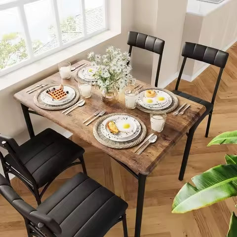 Dining Room Furniture 6pc Dining Set Table w Leaf And 4x Side Chairs 1x Bench Gray Fabric Cushion Seat White Clean Lines Wooden https://tinyurl.com/25ktuybn
