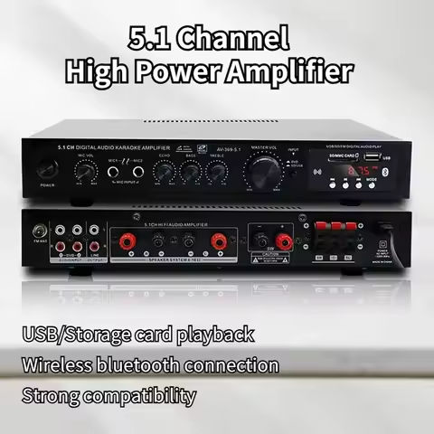 220W-510W  5.1 Channel Bluetooth Power Amplifier Home Theater Audio High Power Home Fever Amplifier Ktv Karaoke 220V https://tinyurl.com/25fb69ho