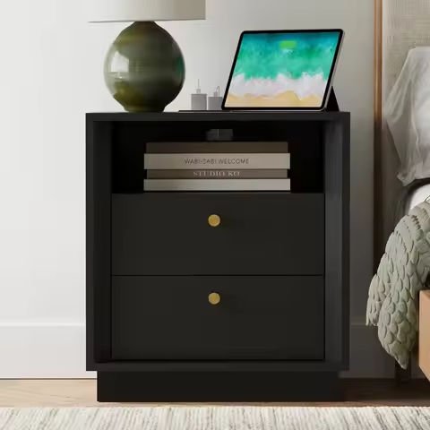White Nightstands Set of 2, Bedroom Night Stand Set Two Nightstand with Charging Station and LED Light, Bedside Table with 2 Fab https://tinyurl.com/2aqqwfy9