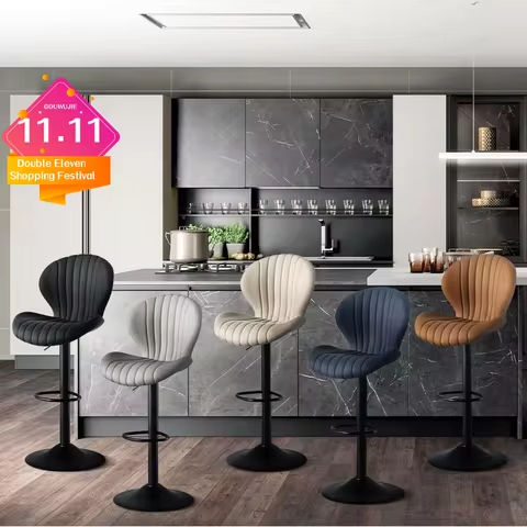 Bar Stool 2Pcs Set Backrest Footstool Dining Chair Solid Wood Rotating Bar Stools Pu Leather Soft Cushion Dinng Chair Home Furniture https://tinyurl.com/27s7hswx