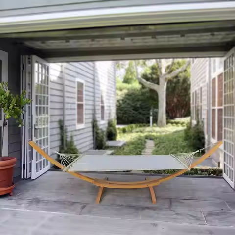 Cozy Hammock Bed- Patio Hammock with Stand w/Pillow and Storage Pockets- Heavy Duty 500lbs Support- Durable Outdoor Hammo https://tinyurl.com/2cabnhgu