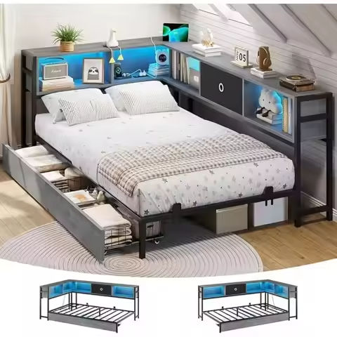 JHK Queen Solid Wood Bed Frame with Sturdy Wood Slat Support No Box Spring Needed Easy Assembly Eco-Friendly For Living Room https://tinyurl.com/28q6c32u