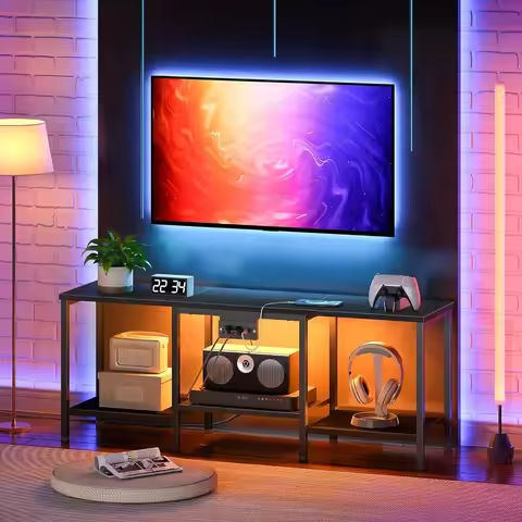 Universal TV Stand with Mount Swivel Tilt Audio Video Shelf 35-85 Inch LCD LED Plasma Televisions https://tinyurl.com/2apke7sf