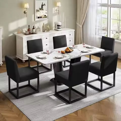 63″ Extendable Dining Table Set for 4-6 People, 7-Piece Kitchen Dining Table Set with 6 Chairs https://tinyurl.com/28awlpad