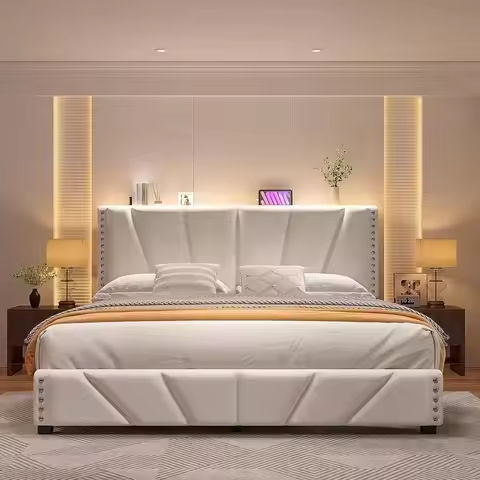 King Size Bed Frame with Headboard and Footboard, Metal Strong Supports, Easy Assembly, Noise-Free, No Box Spring Needed https://tinyurl.com/2cjkaogz