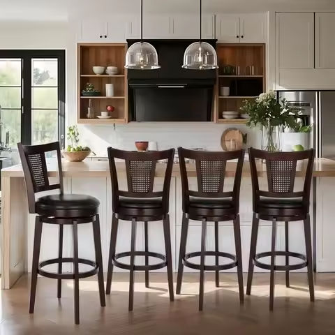 Black Bar Stools Set of 4 – Counter Height 24” Bar Stool Pu Leather Kitchen Modern Bar Chairs,  Stools with Back chair https://tinyurl.com/2738oxtg