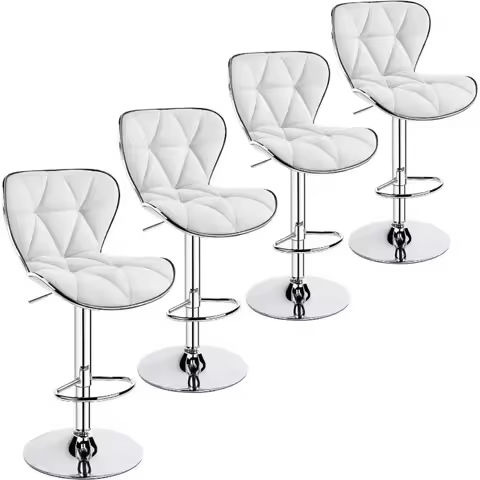 Set of 4 Bar Stools Adjustable Counter Height Swivel Chairs Square PU Leather https://tinyurl.com/22z3smrj