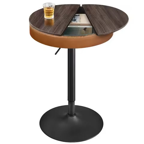 VASAGLE Bar Table, Round Cocktail Table with Multi-Colored Lights and Glass Top, Large Steel Base https://tinyurl.com/22j3dumu