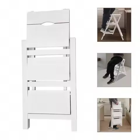 Folding Ladder Staircase Multi-Functional Folding Solid Wood Ladder Stool,Step Stool Household Muliti-Color Stool Step Ladder Fo https://tinyurl.com/26bnu7uc
