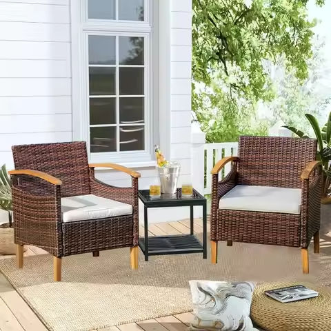 4 PCS Patio Furniture Set with Washable Cushions and Tempered Glass Coffee Table Black https://tinyurl.com/2bty26t9