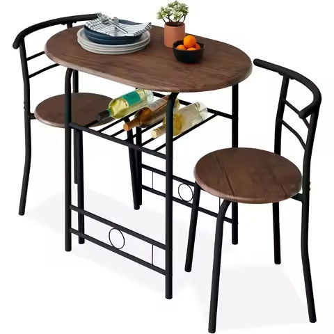 3-Piece Modern Oval Dining Table Set, Small Kitchen Dinette w/ 2 Chairs, Metal Frame, Curved Backrests https://tinyurl.com/2cjybtno